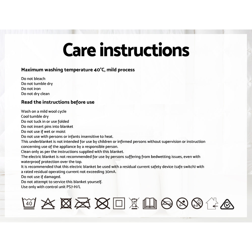 9 Setting Fully Fitted Electric Blanket - Queen - Bedzy Australia