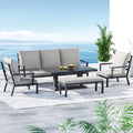 Torquay Outdoor Aluminium 7 Seater Lounge Set - Grey