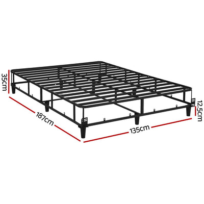 Mason Double Bed Frame Base Grey with metal slats and sturdy legs, designed for durable bedroom furniture support
