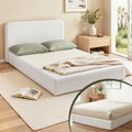 Instant-Setup Queen High-Density Sponge Boucle Compression Bed - Cream White
