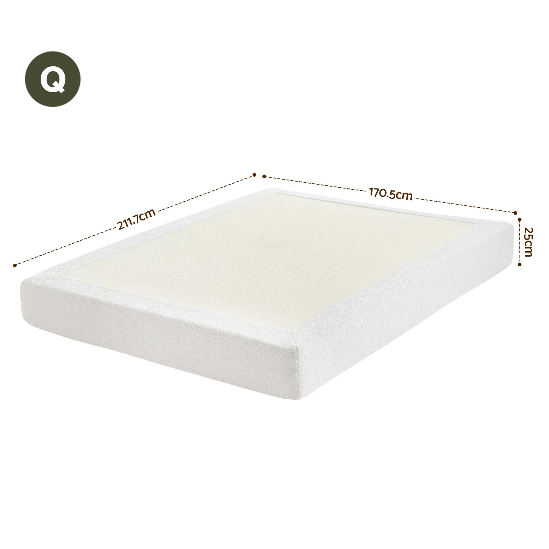 Instant-Setup Queen High-Density Sponge Boucle Compression Bed - Cream White