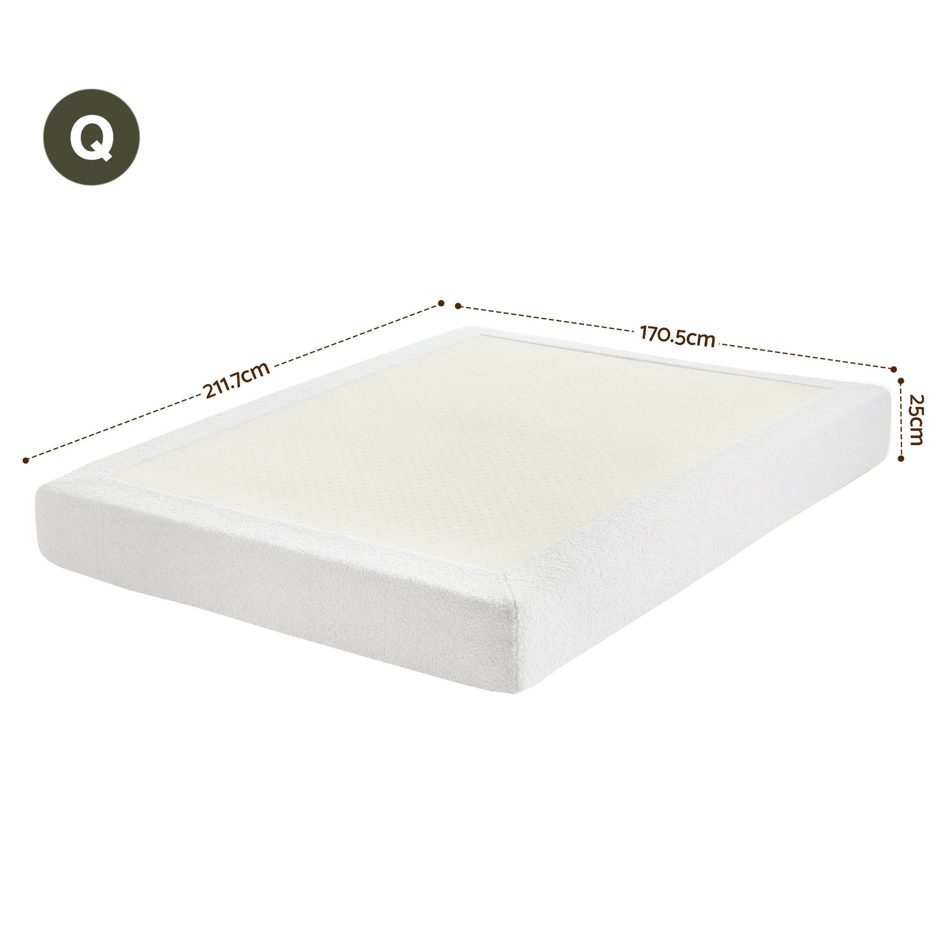 Instant-Setup Queen High-Density Sponge Boucle Compression Bed - Cream White-2