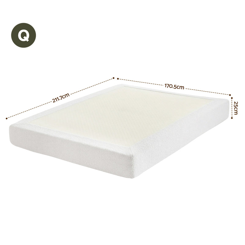 Instant-Setup Queen High-Density Sponge Boucle Compression Bed - Cream White-2