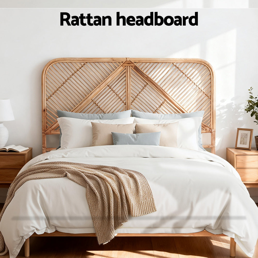 Bed Headboard Double Bedhead Rattan - FRED Pine