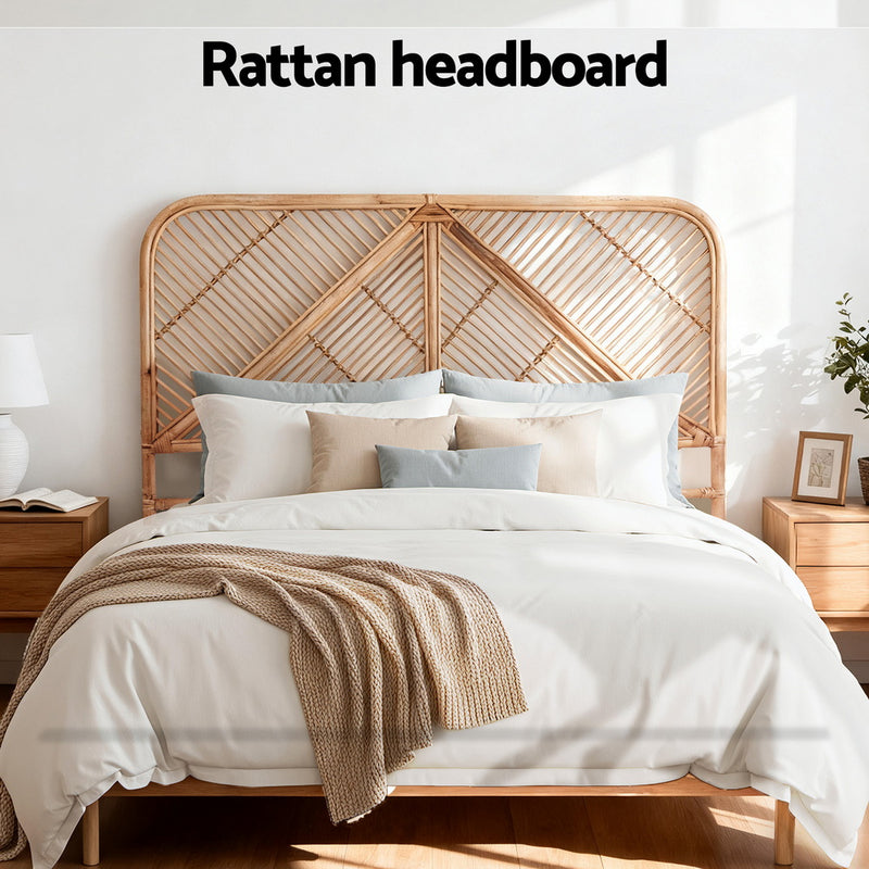 Bed Headboard Queen Bedhead Rattan - FRED Pine-4