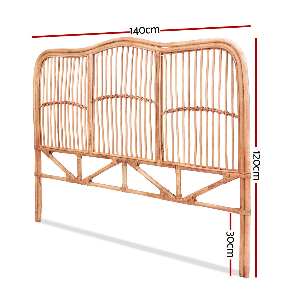 Bed Headboard Double Bedhead Rattan - NERO Pine