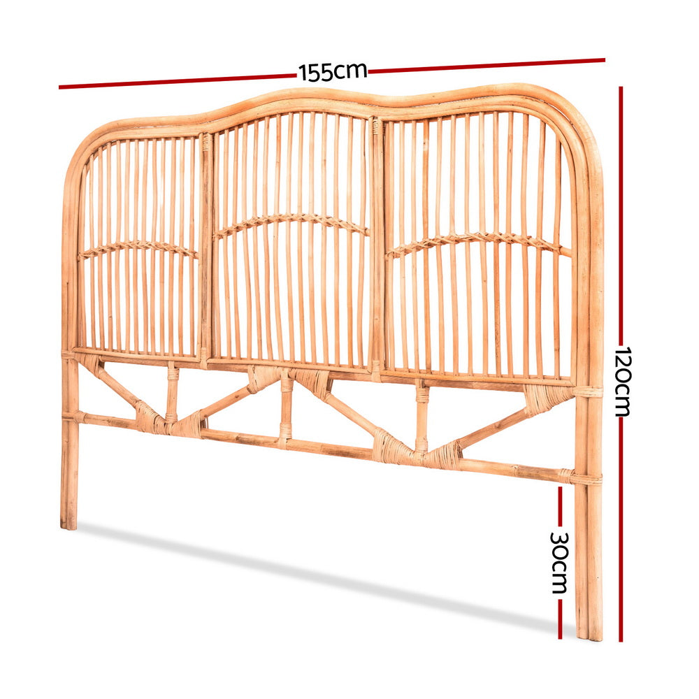 Bed Headboard Queen Bedhead Rattan - NERO Pine
