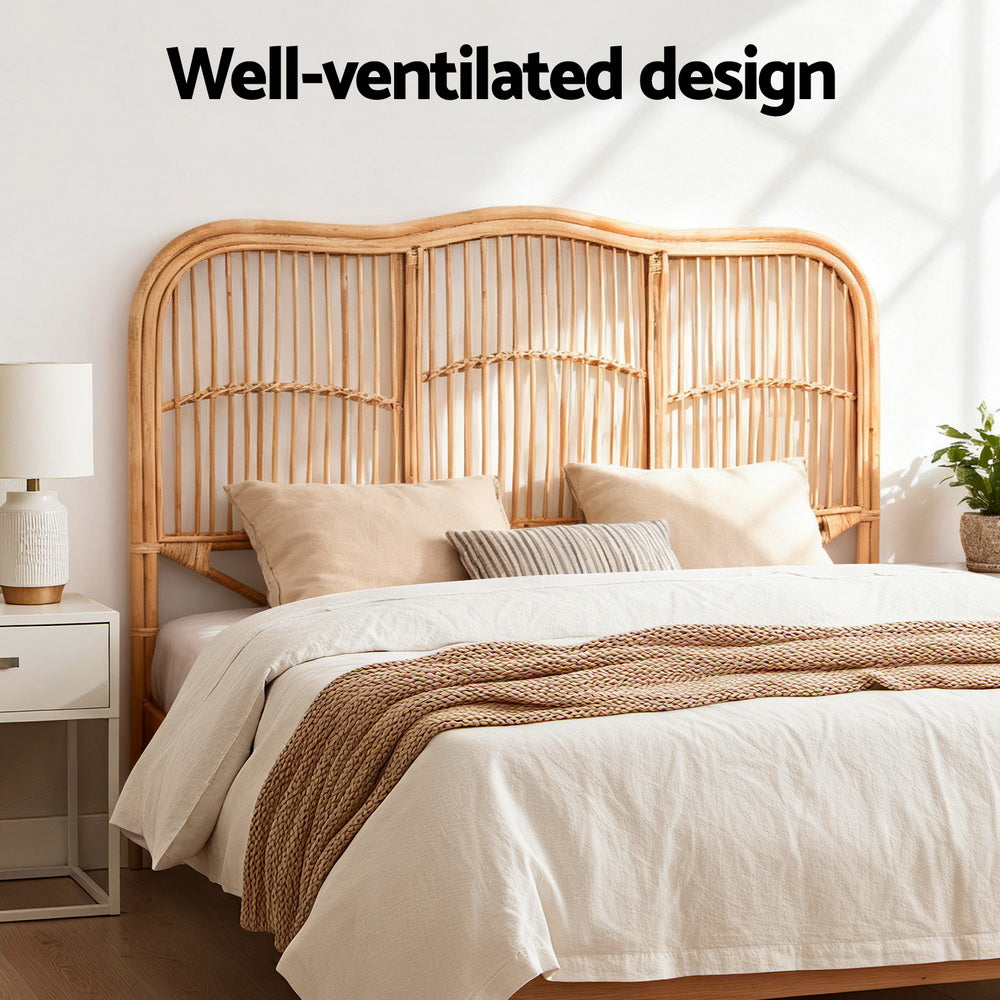 Bed Headboard Queen Bedhead Rattan - NERO Pine