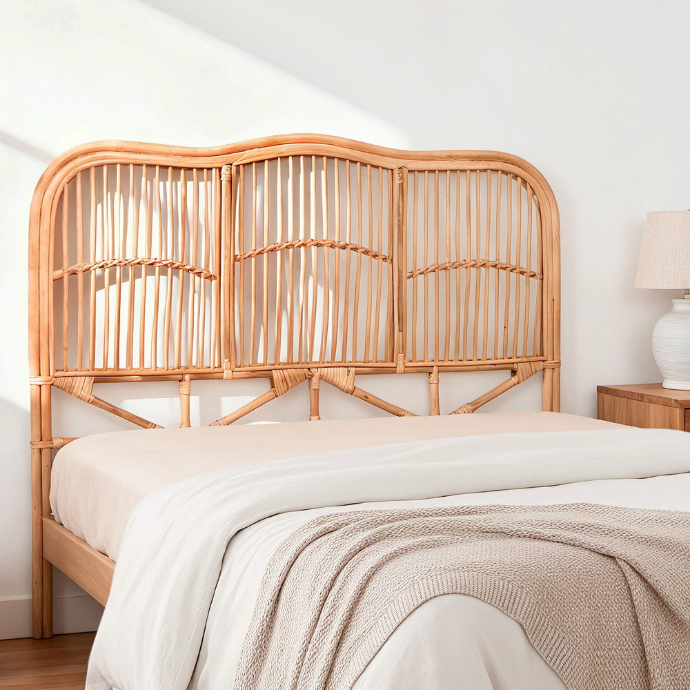 Bed Headboard Queen Bedhead Rattan - NERO Pine