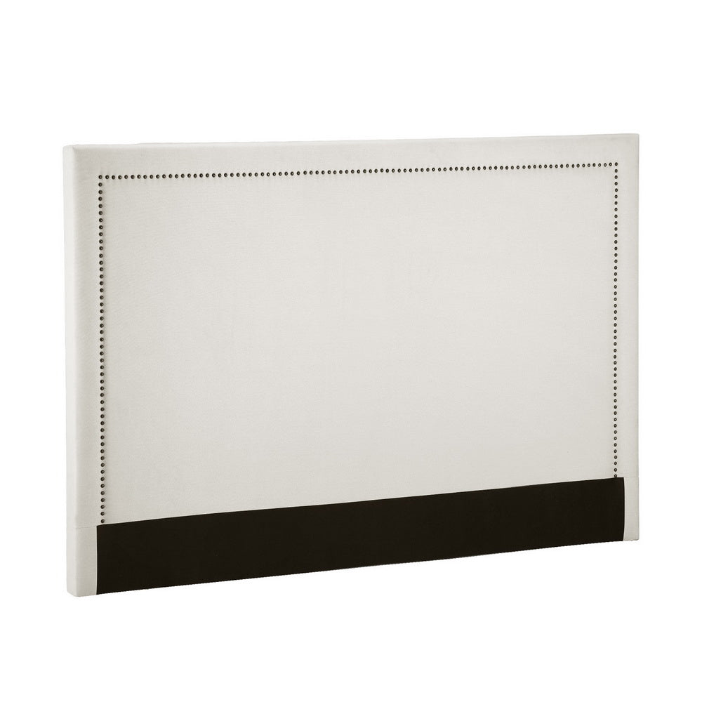 Rive King Size Headboard - Beige with simple studded border design, ideal for elegant bedroom furniture by Bedzy