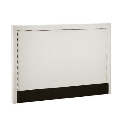 Rive King Size Headboard - Beige with simple studded border design, ideal for elegant bedroom furniture by Bedzy