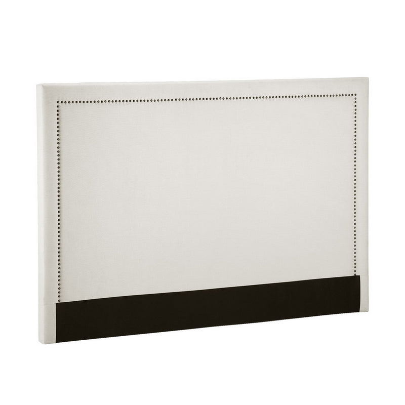 Rive King Size Headboard - Beige with simple studded border design, ideal for elegant bedroom furniture by Bedzy