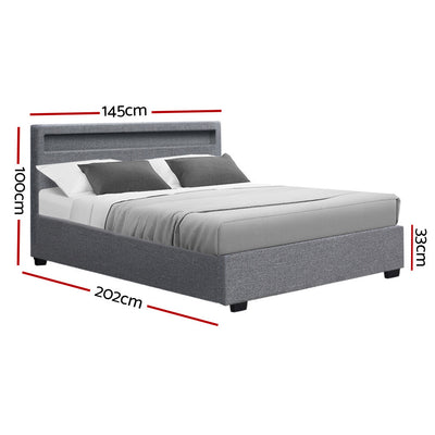 Wanda Double Gas Lift Storage Bed Frame with LED Lights – Grey
