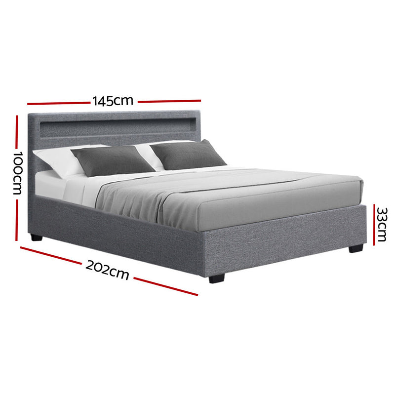 Wanda Double Gas Lift Storage Bed Frame with LED Lights – Grey-3
