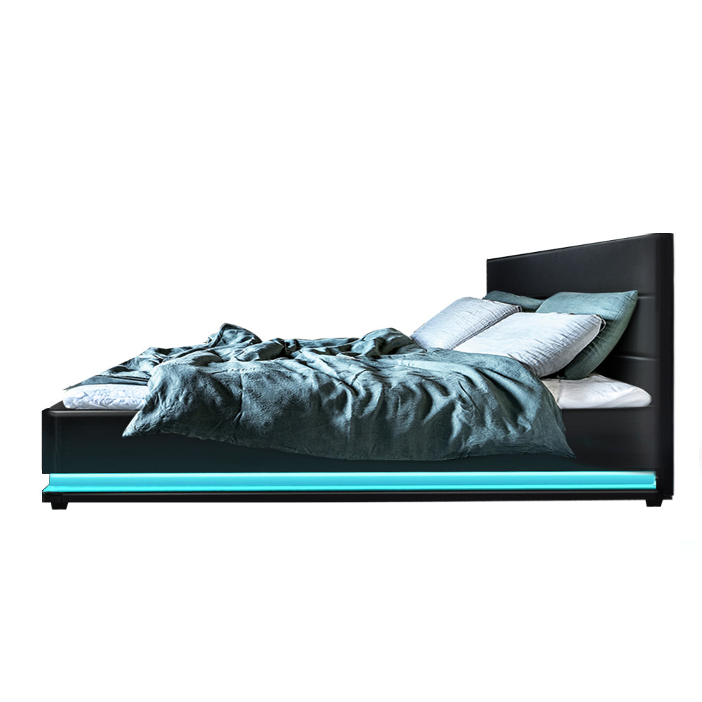 Henley King Gas Lift Storage Bed Frame with LED Lights – Black