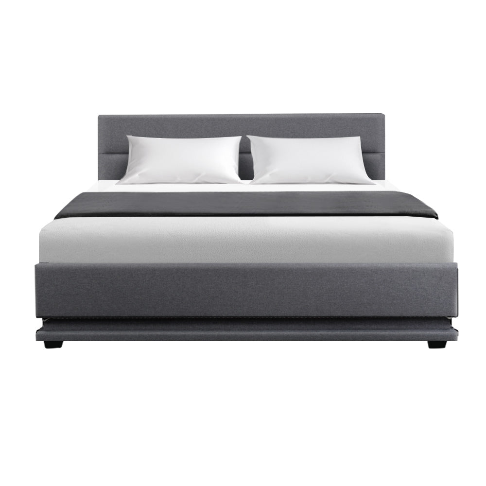Henley Queen Gas Lift Storage Bed Frame with LED Lights – Grey
