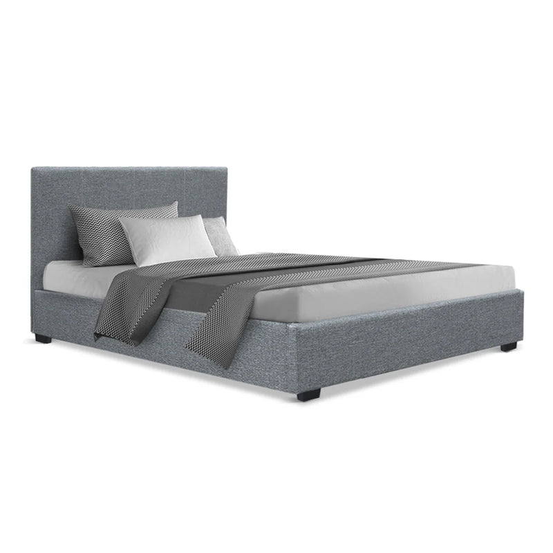 King Single Premium Package | Elwood Gas Lift Bed Frame Grey with Algarve Euro Top Pocket Spring Mattress and Pillowtop Mattress Topper