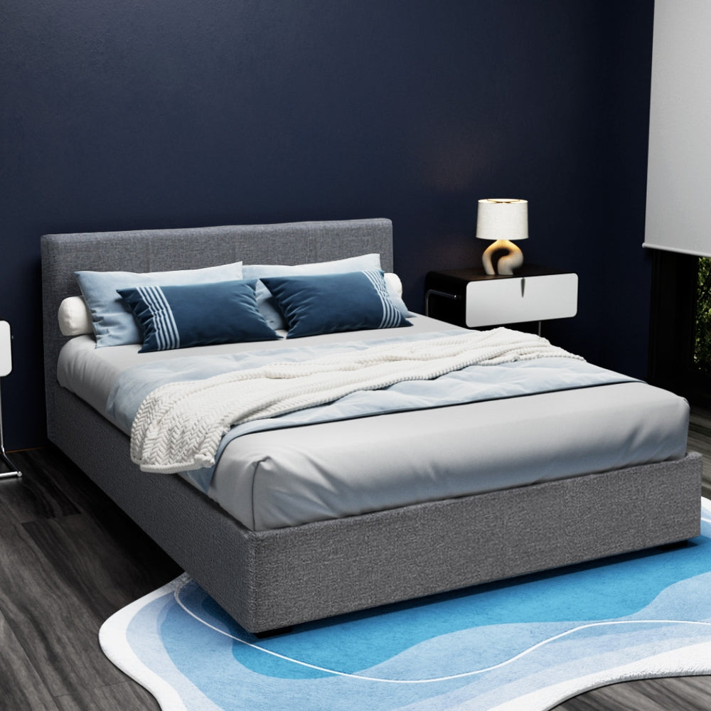 Elwood Gas Lift Storage Queen Bed Frame Grey
