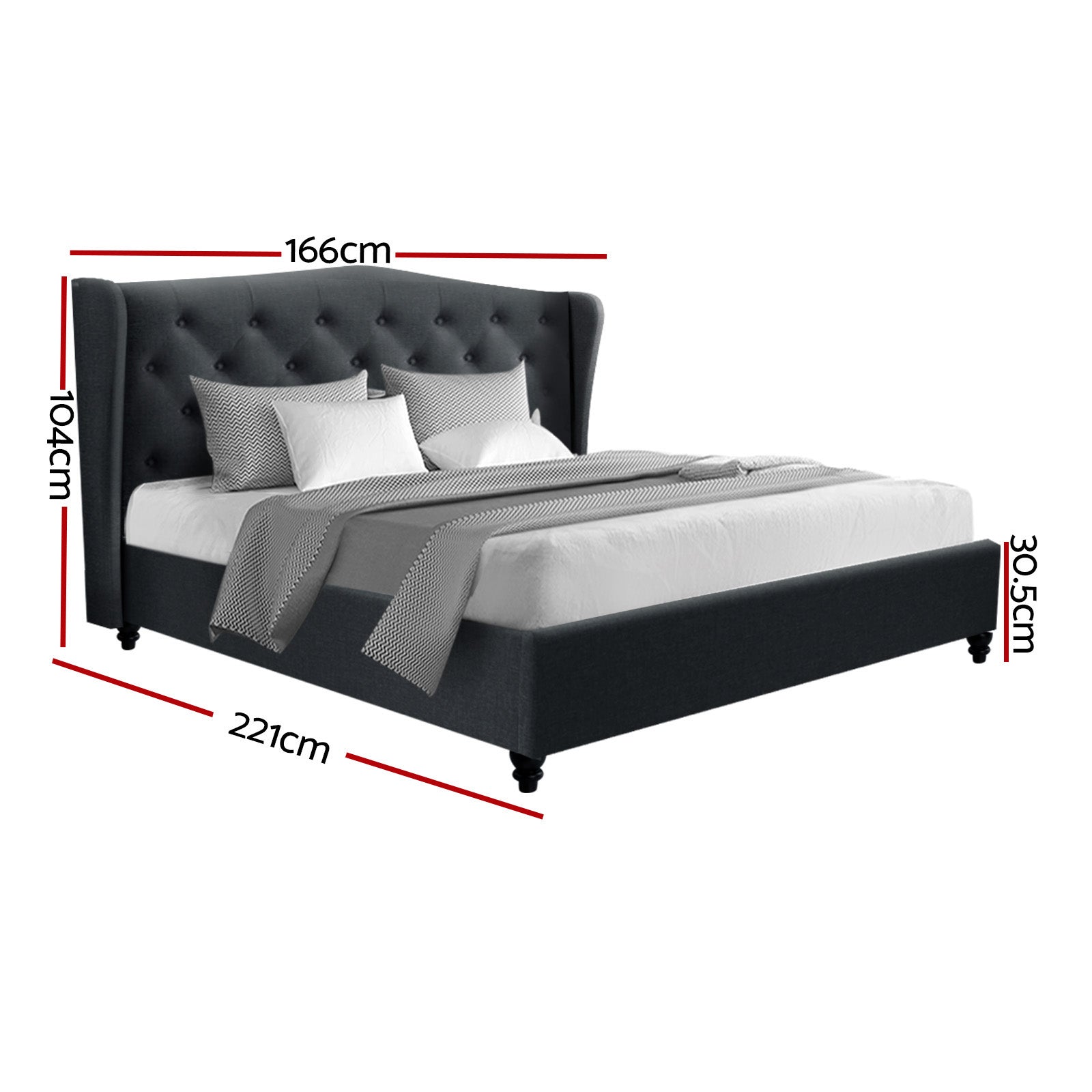 Altona Queen Bed Frame Charcoal