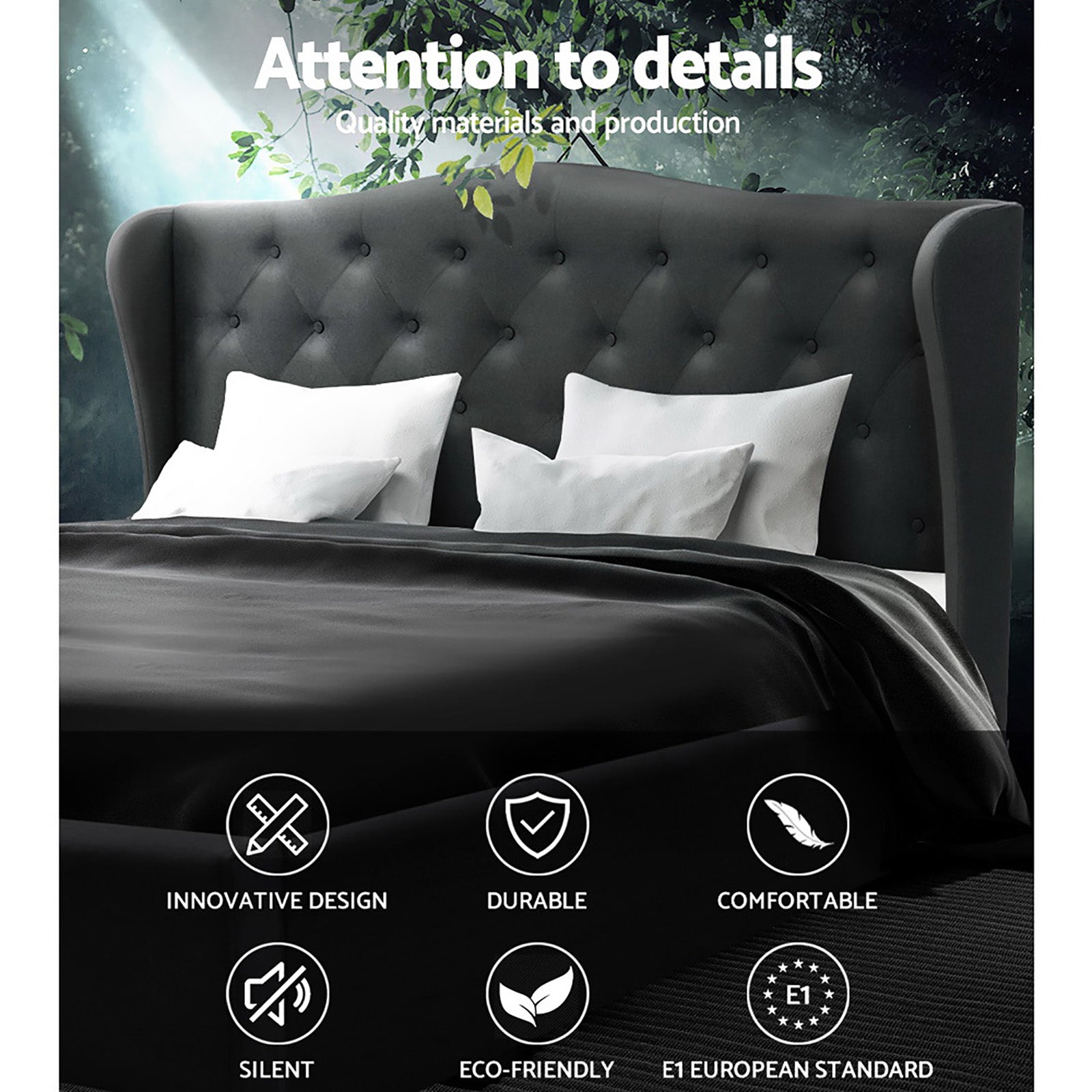 Altona Queen Bed Frame Charcoal