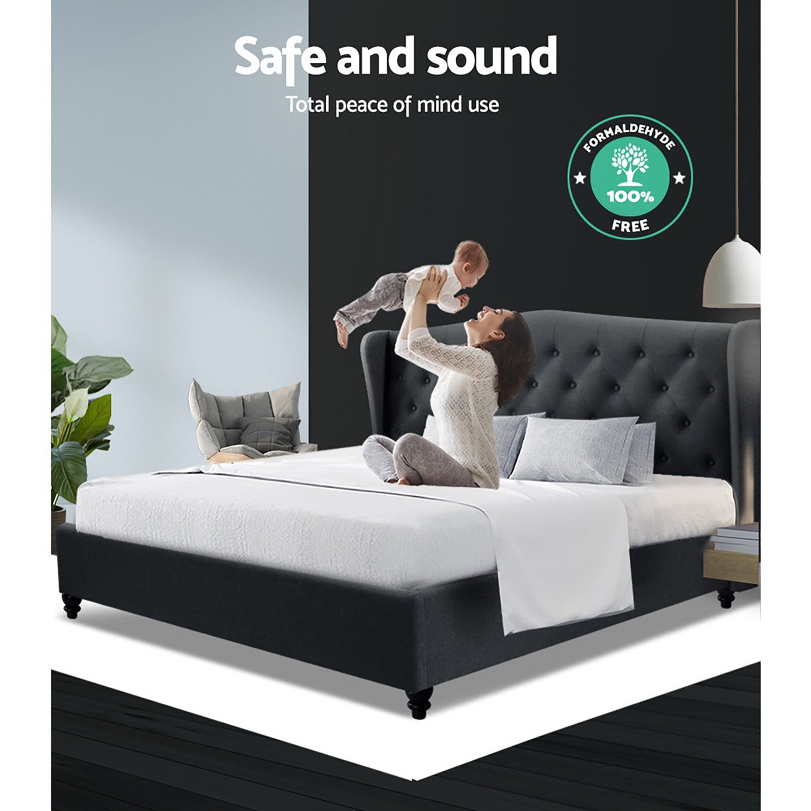 Altona Queen Bed Frame Charcoal