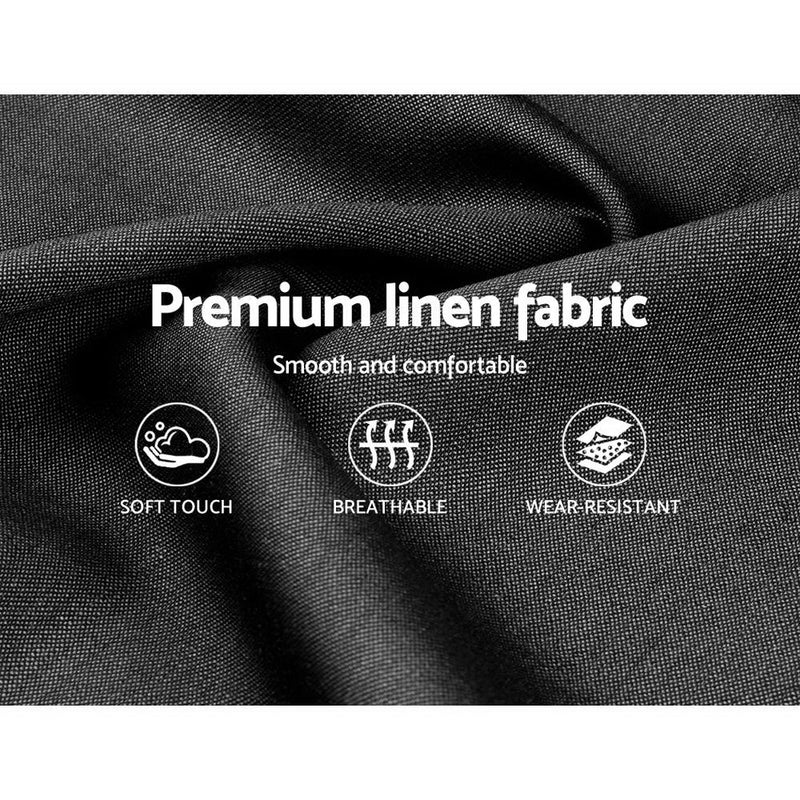 Close-up of premium linen fabric highlighting soft touch, breathability, and wear-resistance for Toki Fabric Double Gas Lift Bed Frame Base with Storage Charcoal