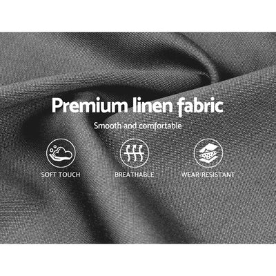 Close-up of premium linen fabric highlighting softness, breathability, and wear resistance for Toki Fabric Double Gas Lift Bed Frame Base with Storage Grey