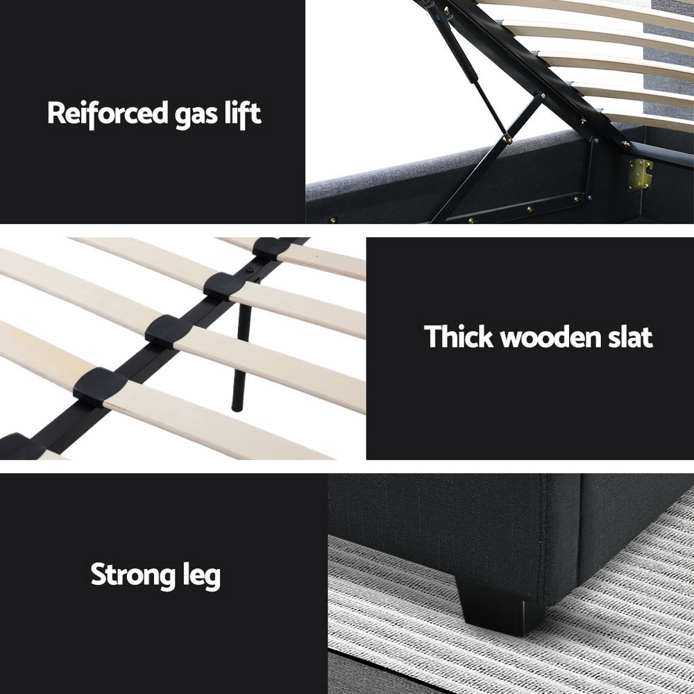 Dorilla Gas Lift Storage Double Bed Frame - Charcoal