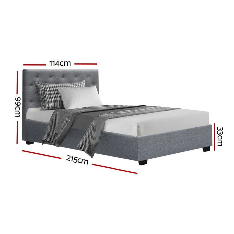 King Single Premium Package | Dorilla Gas Lift Bed Frame Grey, Algarve Euro Top Pocket Spring Mattress (Medium Firm) & Pillowtop Mattress Topper-4