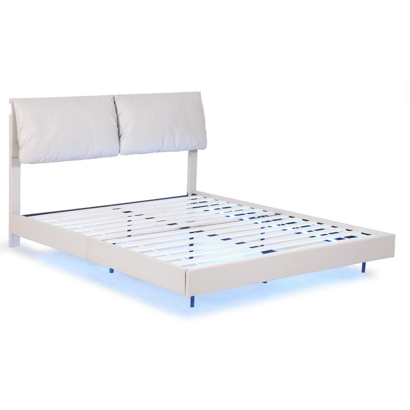 Daylight Queen Floating LED Bed Frame – Beige White-2