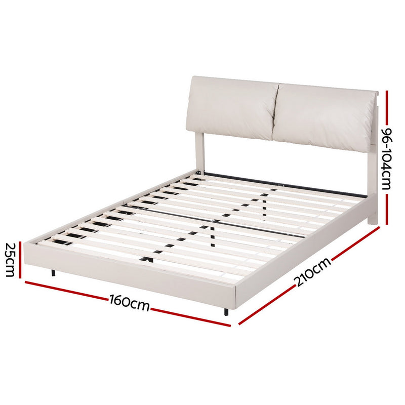Daylight Queen Floating LED Bed Frame – Beige White-3