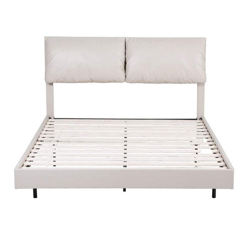 Daylight Queen Floating LED Bed Frame – Beige White-4