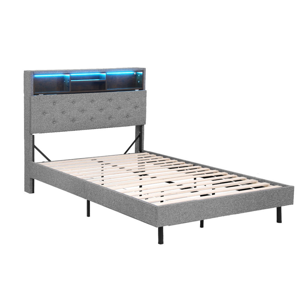 Midnight King Single LED Storage Bed Frame – Grey