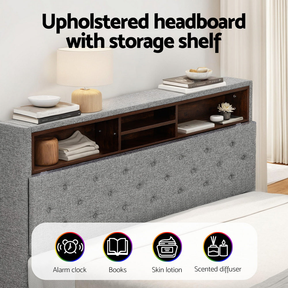 Midnight Queen LED Storage Bed Frame – Grey