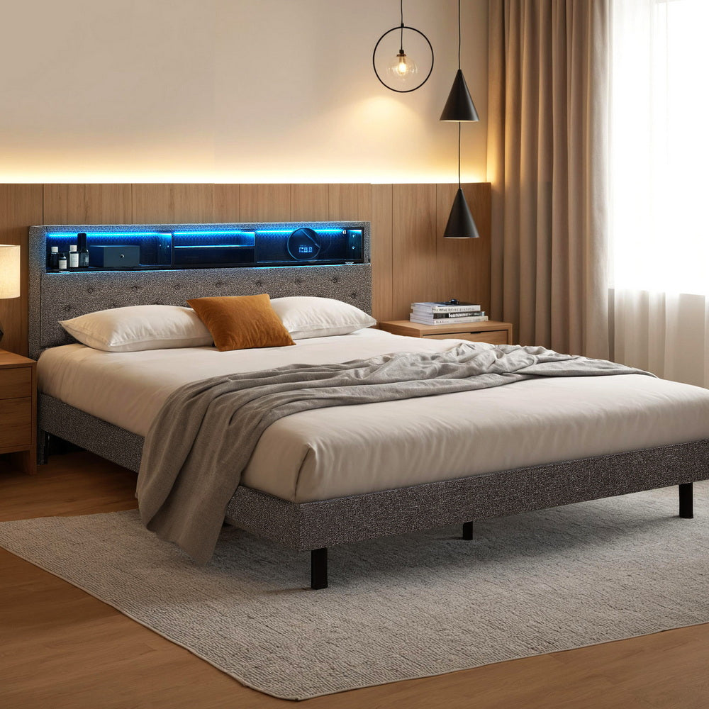 Midnight Queen LED Storage Bed Frame – Grey