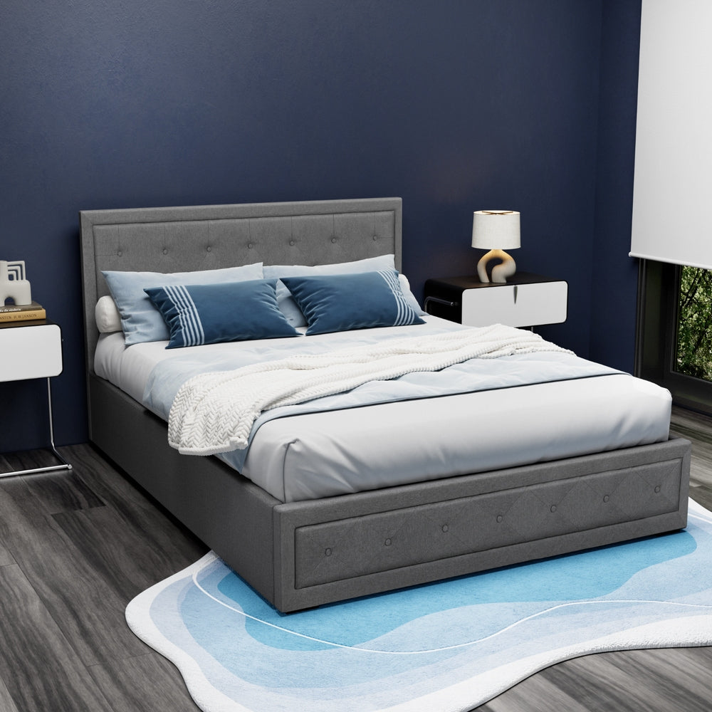 Bronte Storage Queen Bed Frame Grey