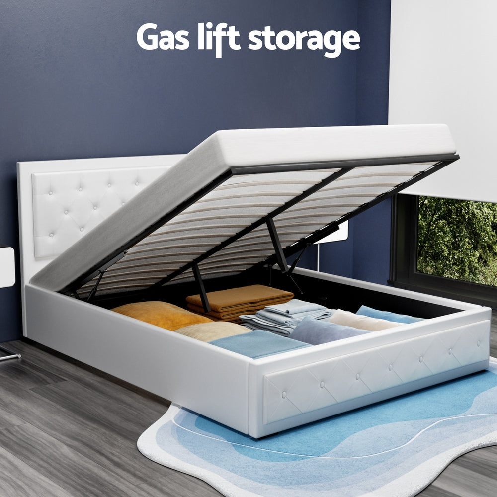 Bronte Storage Queen Bed Frame White