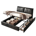 Queen Bed Frame Gas Lift Storage 3 Drawers Adjustable Headboard Platform Bed Black