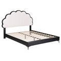 Queen Bed Frame with Adjustable Shell Headboard and PVC Upholstery
