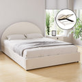 Ella Gas Lift Double Bed Frame - Beige Bouclé Upholstery