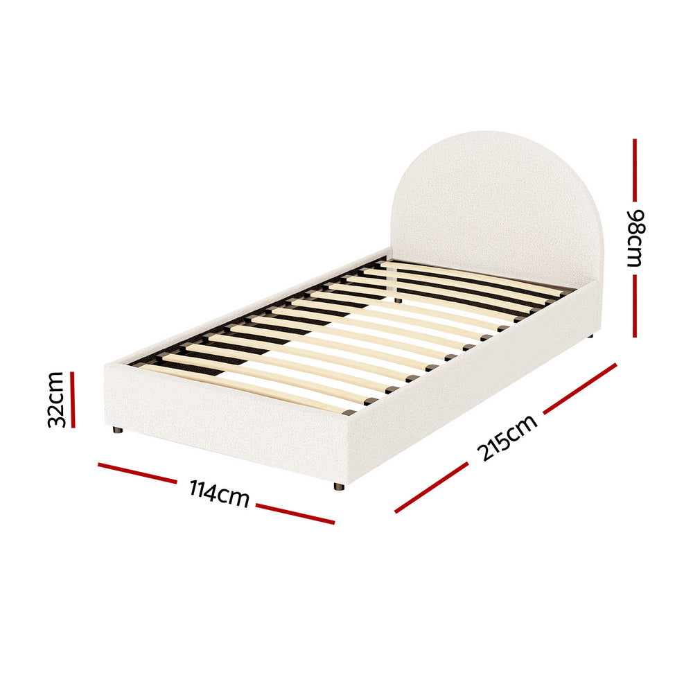 Ella Gas Lift King Single Bed Frame - Beige Bouclé Upholstery