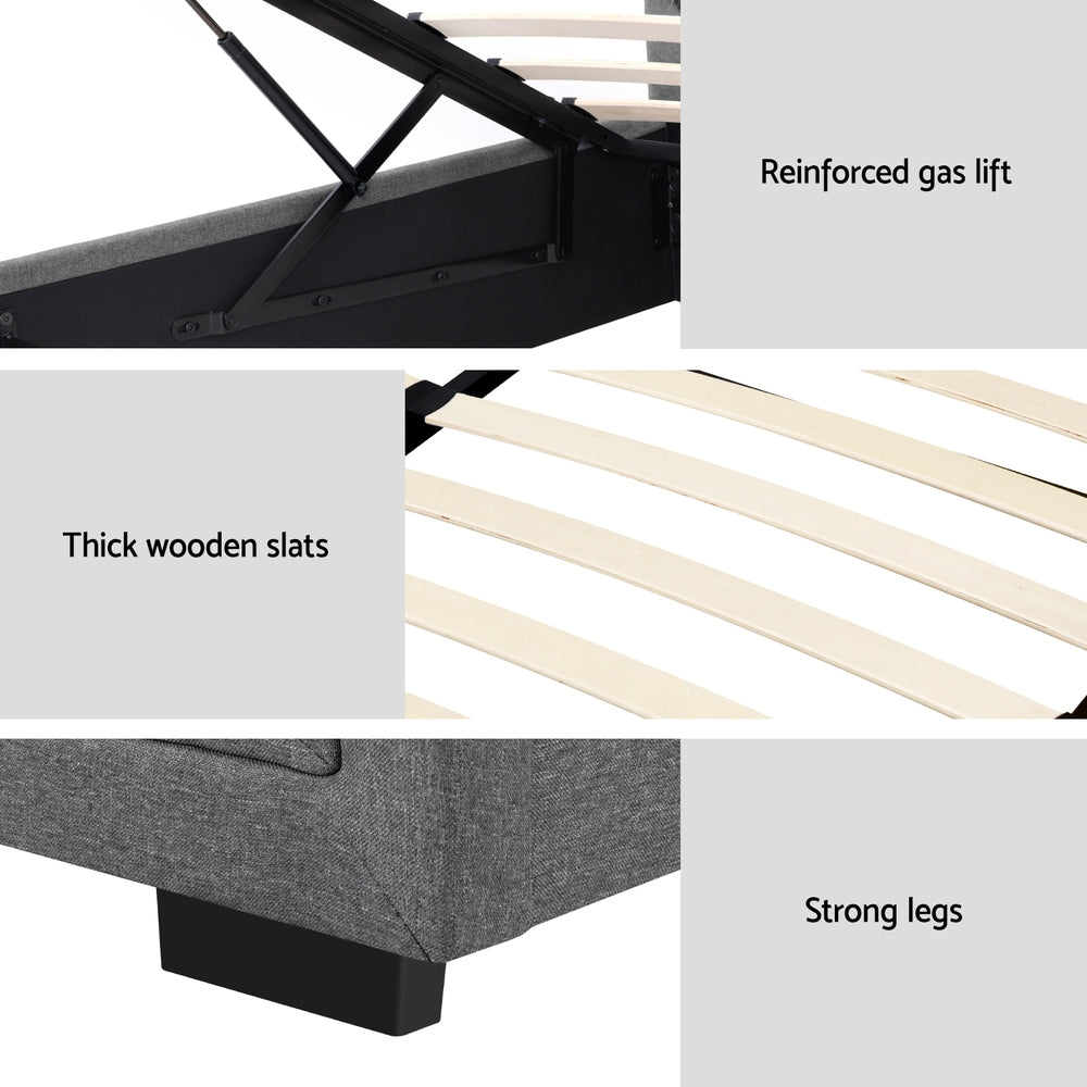 Bronte Storage King Single Bed Frame Grey