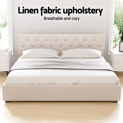 Dorilla Gas Lift Storage King Bed Frame - Beige