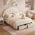 Double Bed Frame with 2 Storage Drawers Upholstered Velvet Platform Bed LED Headboard