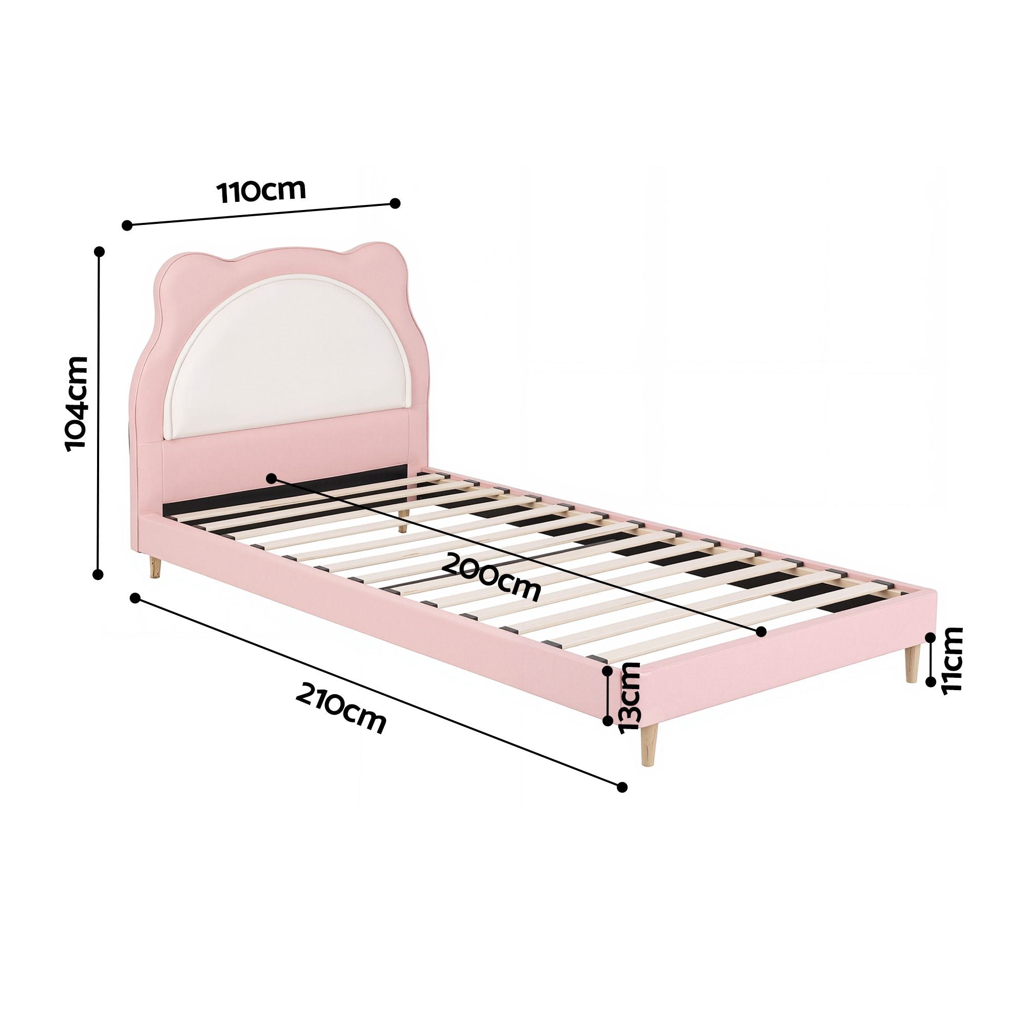King Single Pink Kids Bed Frame for Girls Bedroom Cute Animal Upholstered