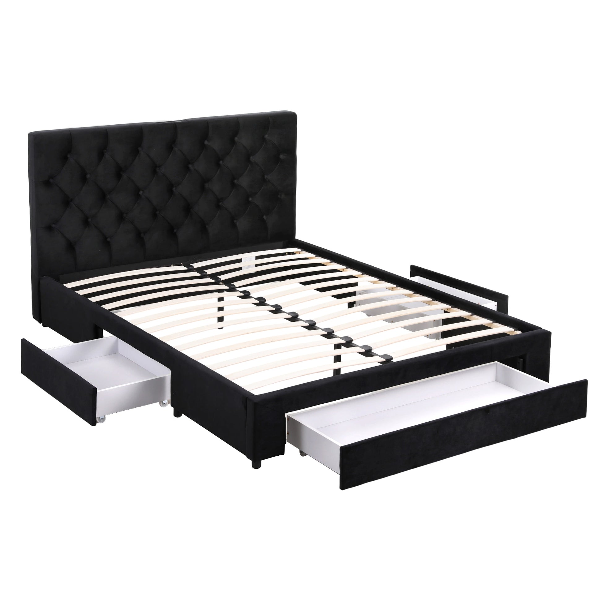 Double Bed Frame Storage Charging Station Upholstered 3 Drawers USB Type-C-9