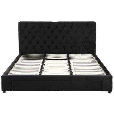 Lunara King Upholstered Storage Bed with Drawers & Charging Station – Black