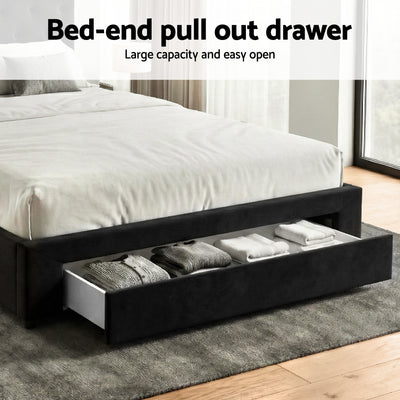 Lunara King Upholstered Storage Bed with Drawers & Charging Station – Black