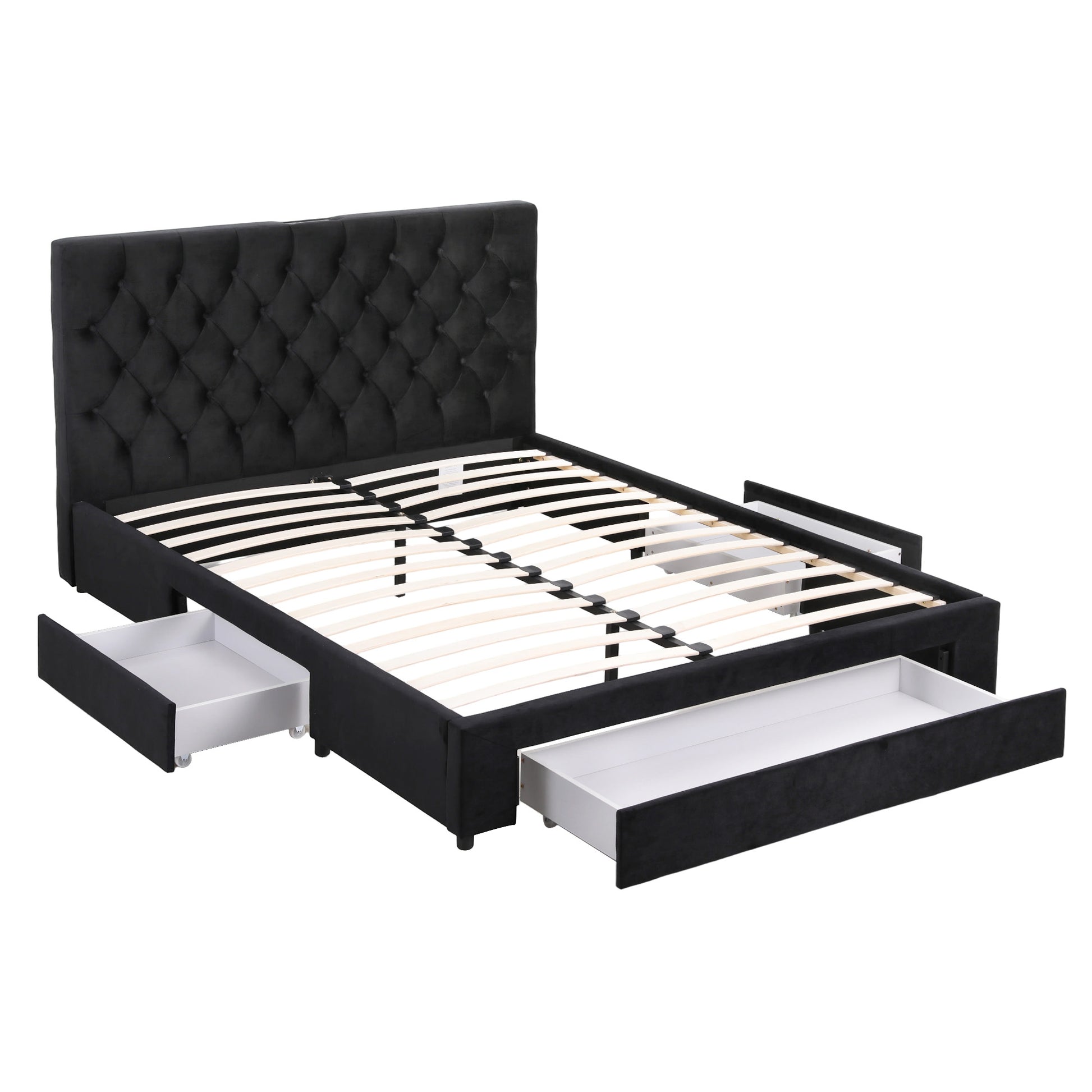 Queen Bed Frame Storage Charging Station Upholstered 3 Drawers USB Type-C-9