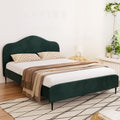 Daintree Queen Velvet Bed Frame - Dark Green